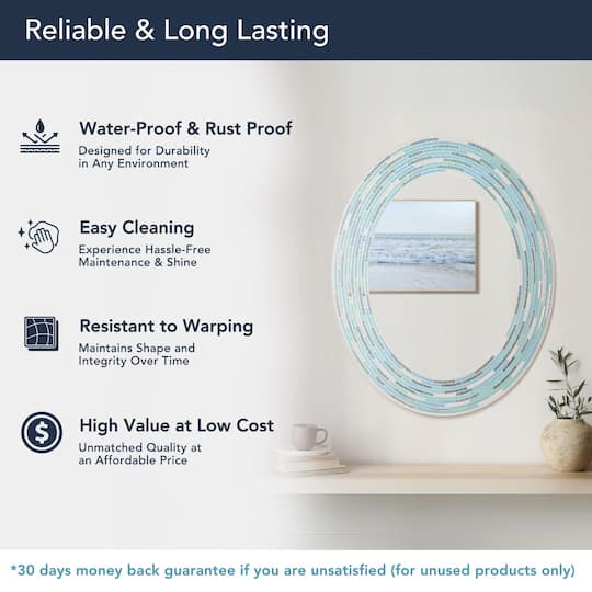 Head West Sea Glass Tile Framed Oval Wall Vanity Mirror - 23" x 29"